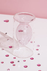Double Layer Transparent Glass Vase - Pink