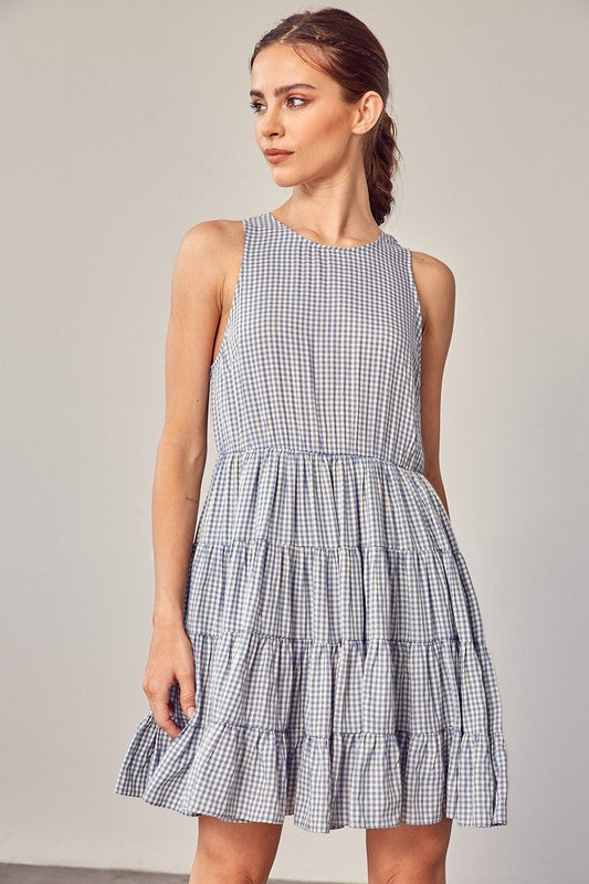 GINGHAM TIERED DRESS